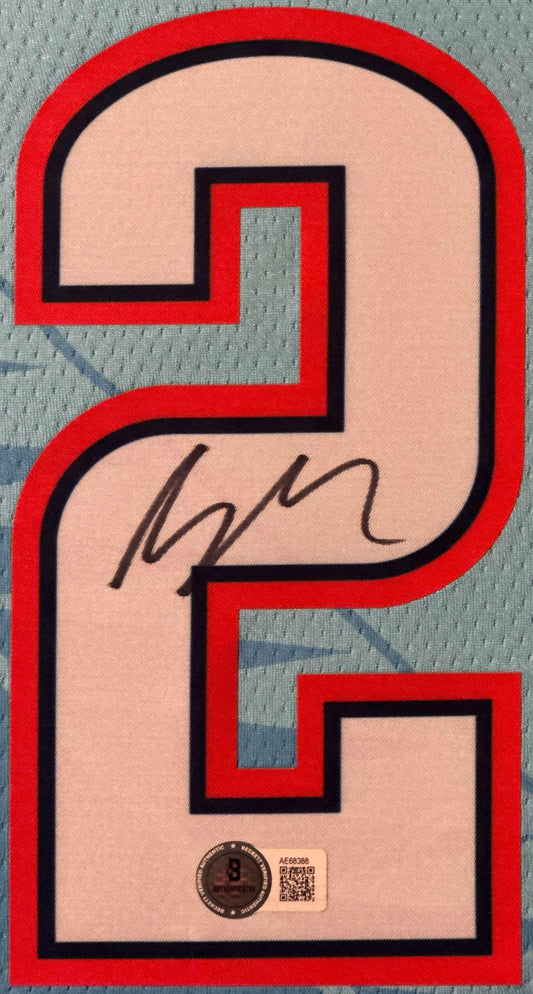 Shai Gilgeous-Alexander Signed Oklahoma City Thunder Nike Jersey Framed Beckett COA - Close up of Number
