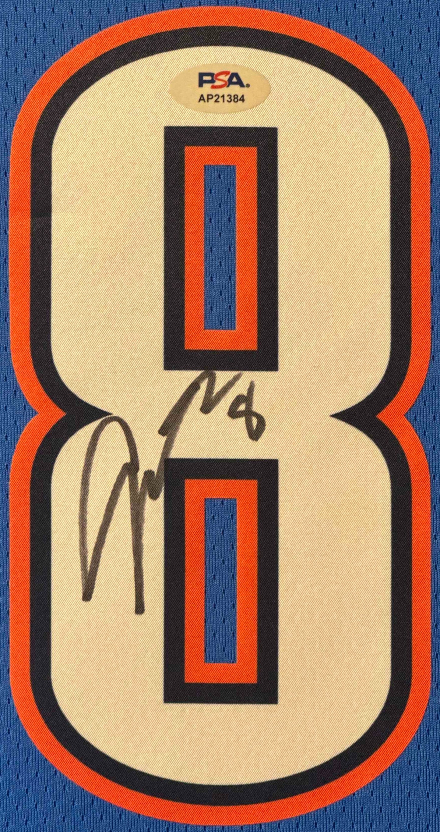 Jalen Williams Signed Oklahoma City Thunder Nike Jersey Framed PSA COA - Close up of Number