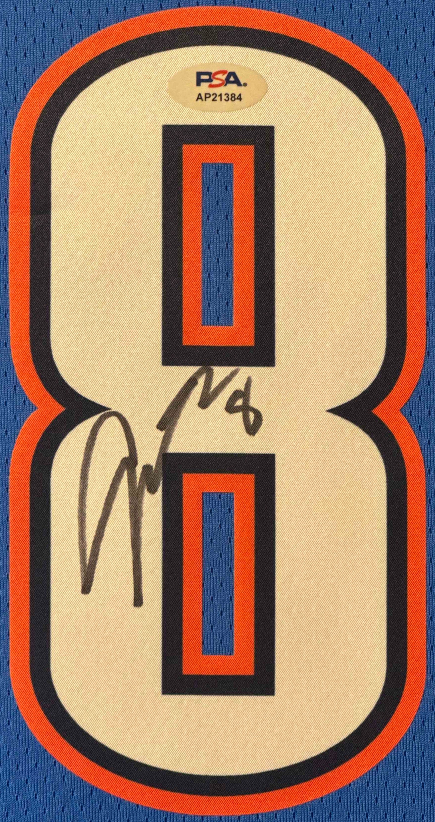 Jalen Williams Signed Oklahoma City Thunder Nike Jersey Framed PSA COA - Close up of Number