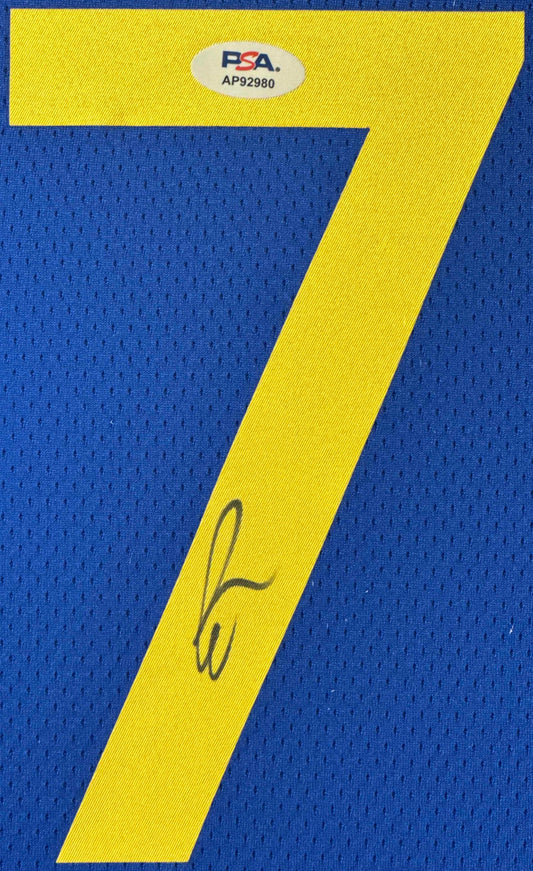 Buddy Hield Signed Golden State Warriors Nike Jersey Framed PSA COA - Close up of Number