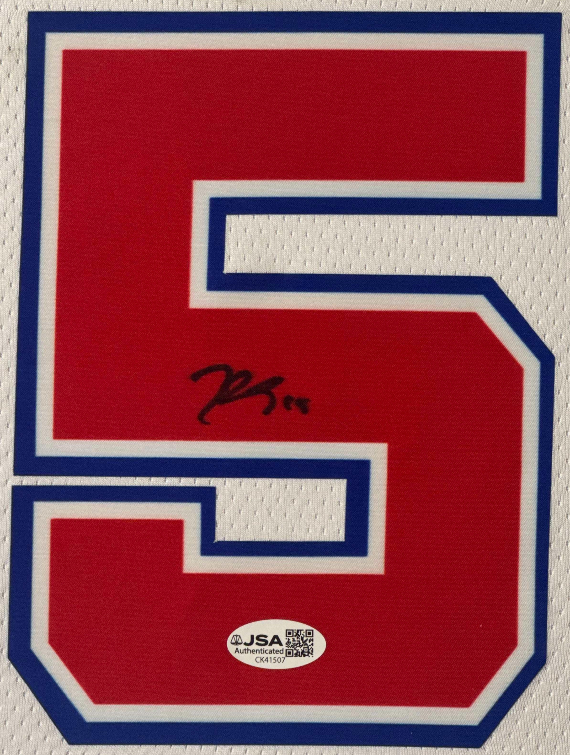 Reed Sheppard Signed Houston Rockets Nike Jersey Framed JSA COA - Close up of Number