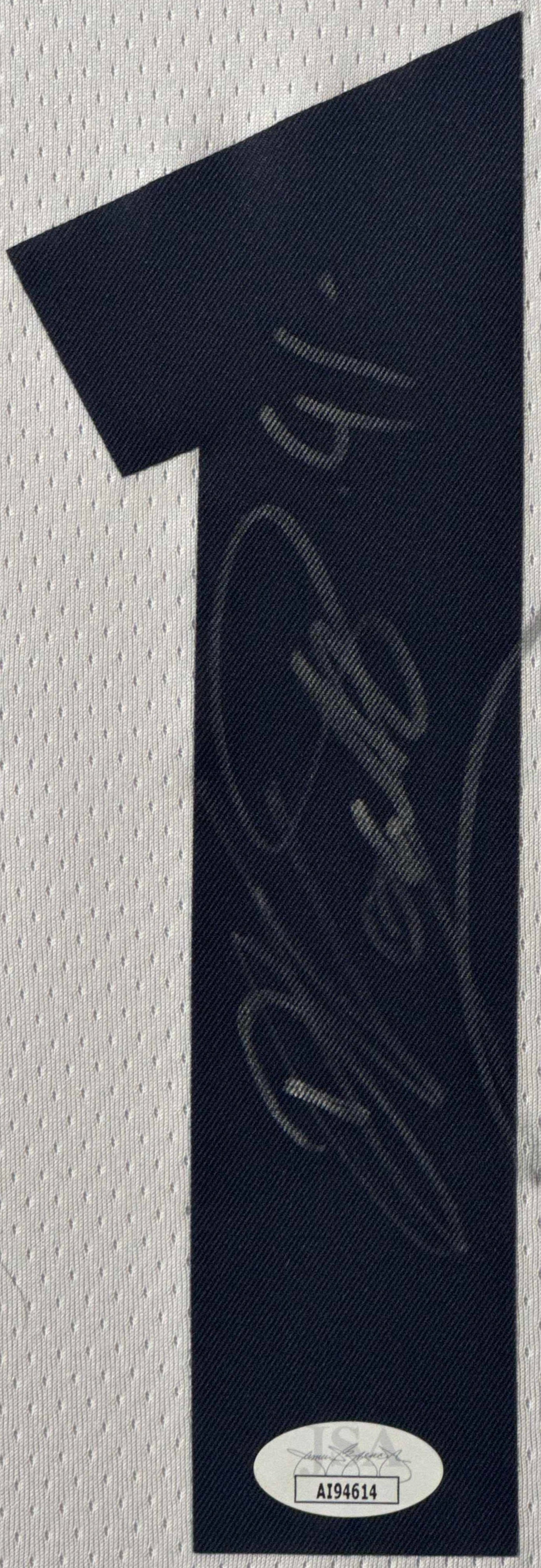 Dirk Nowitzki Signed All Star 2019 Nike Jersey Framed JSA COA - Close up of Number
