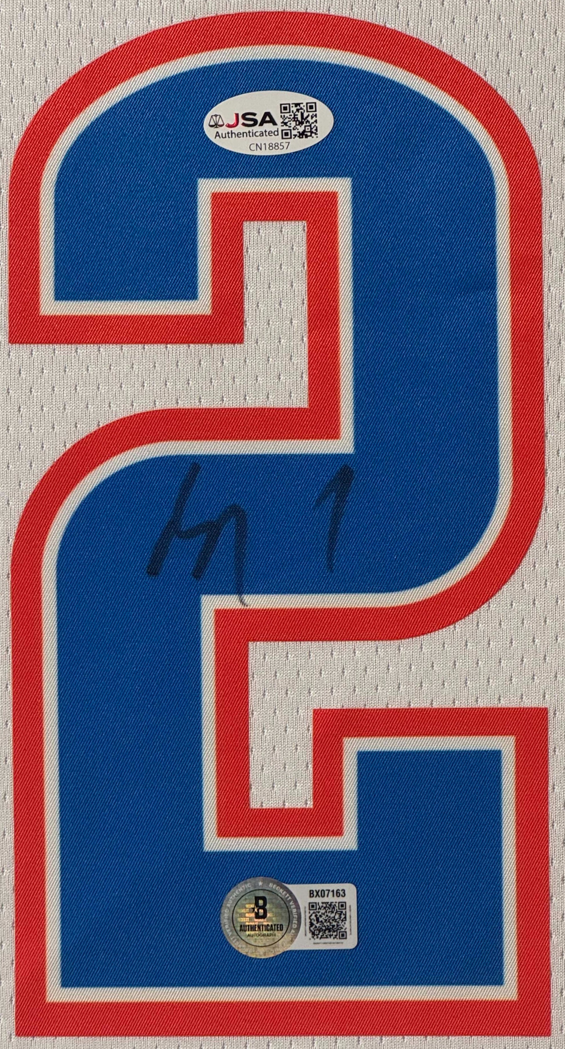 Shai Gilgeous-Alexander Signed Oklahoma City Thunder Nike Jersey Framed Beckett & JSA COA - Close up of Number