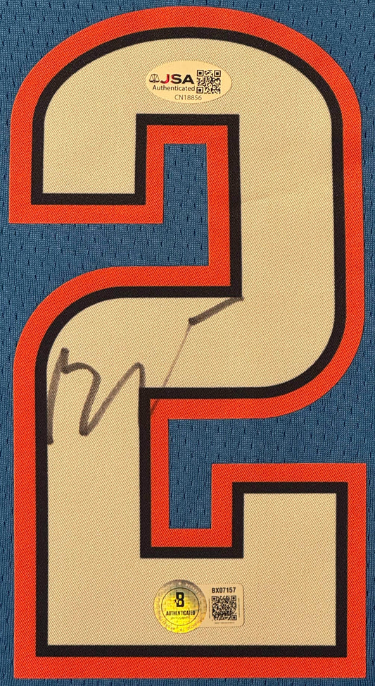 Shai Gilgeous-Alexander Signed Oklahoma City Thunder Nike Jersey Framed Beckett COA - Close up of Number
