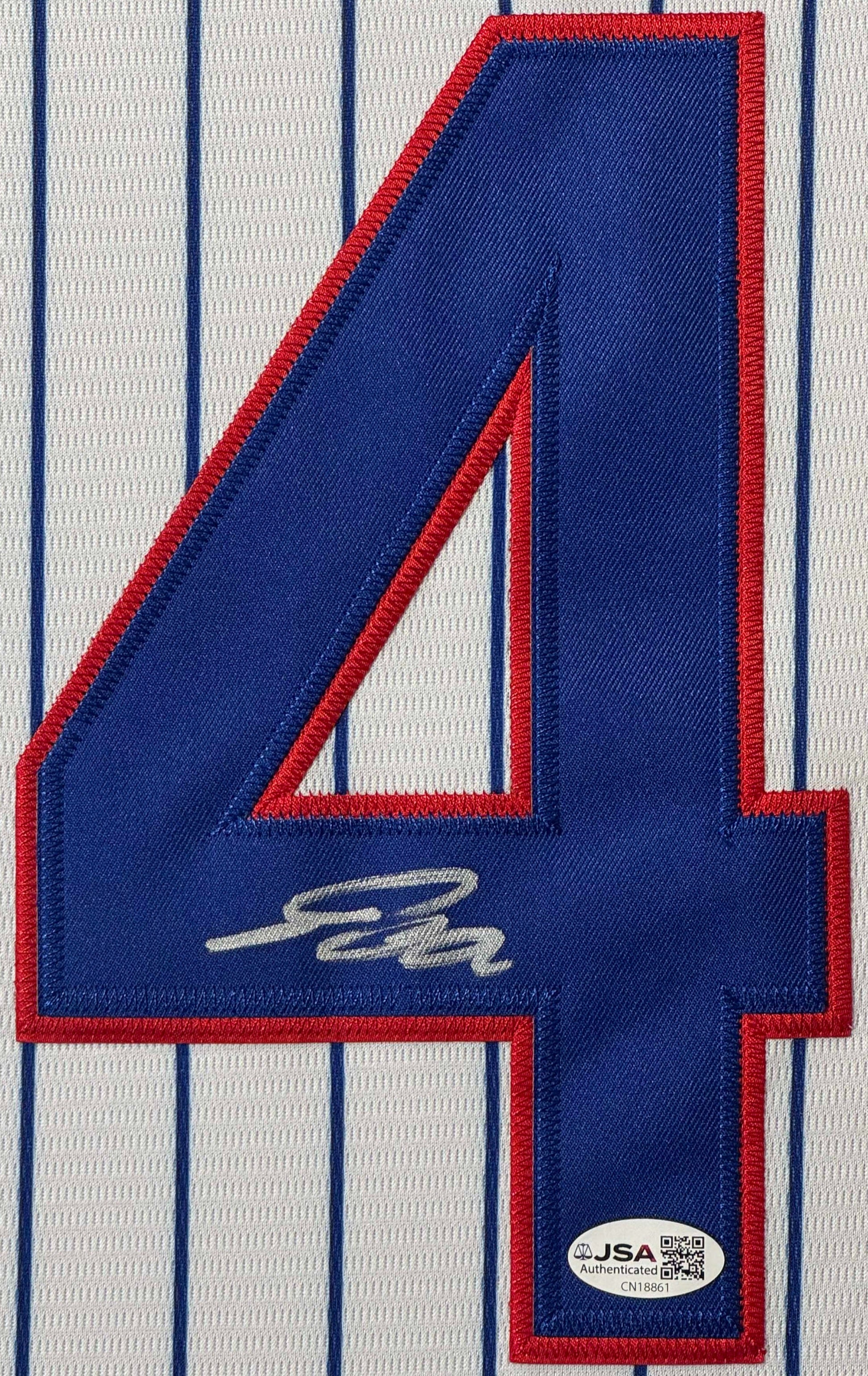 Pete Crow-Armstrong Signed Chicago Cubs Nike Jersey Framed JSA COA - Close up of Number