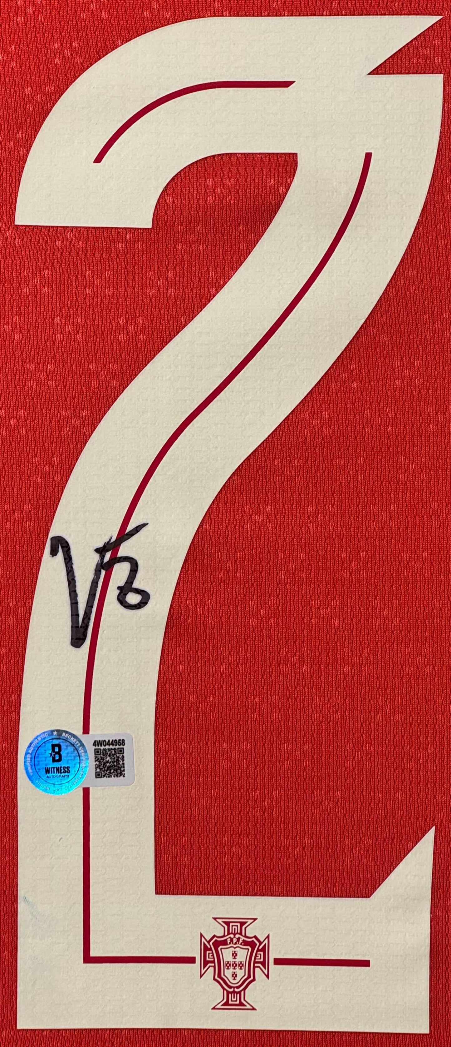 Vitinha Signed Portugal Puma Jersey Framed Beckett COA - Close up of Number