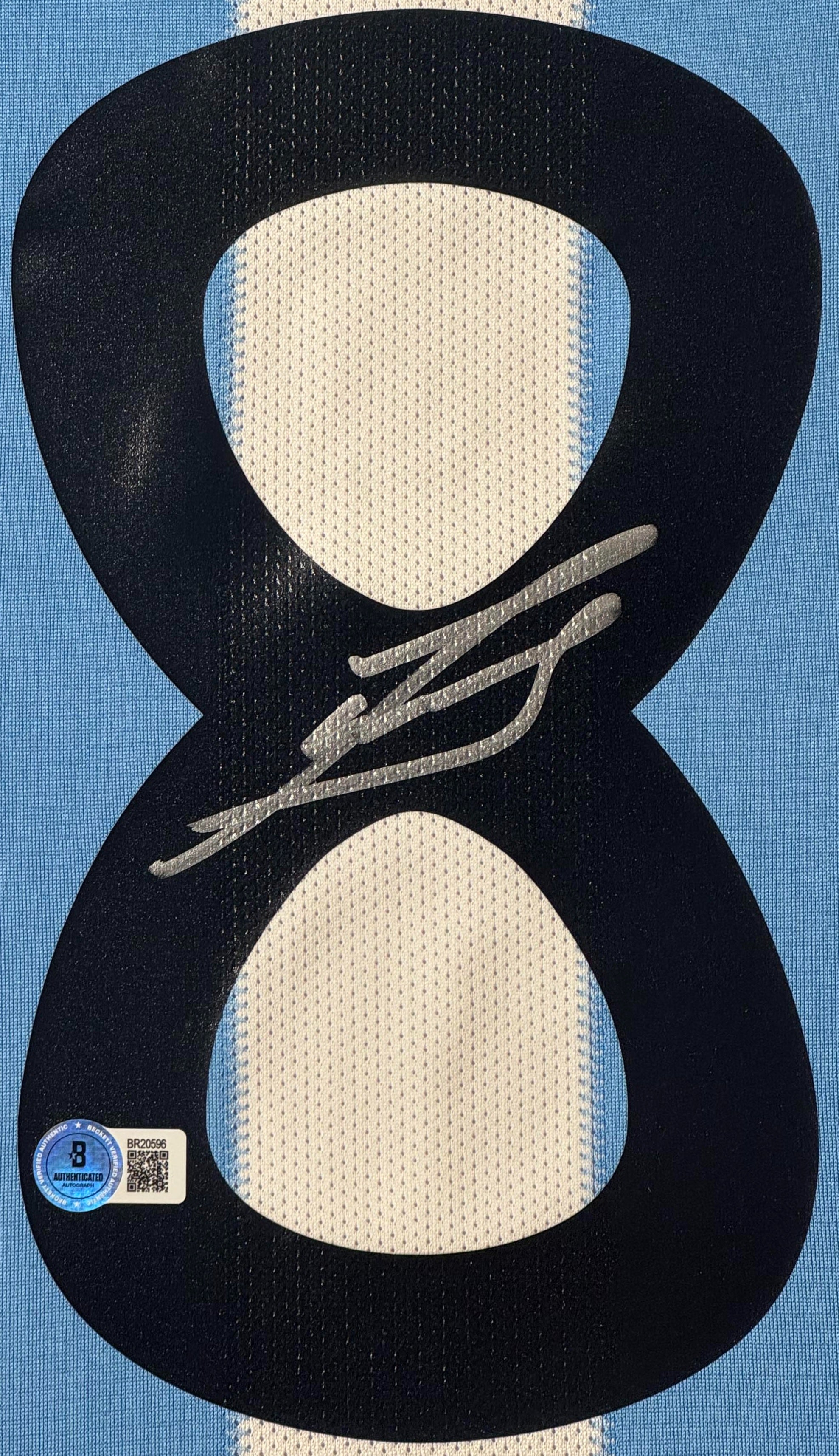 Javier Zanetti Signed Argentina Adidas Jersey Framed Beckett COA - Close up of Number