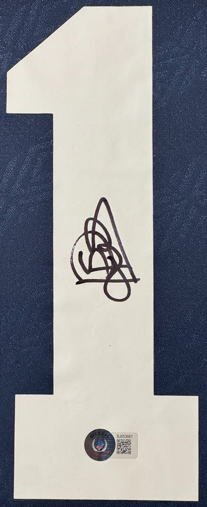 Patrick Kluivert Signed Ajax Umbro Jersey Framed Beckett COA - Close up of Number