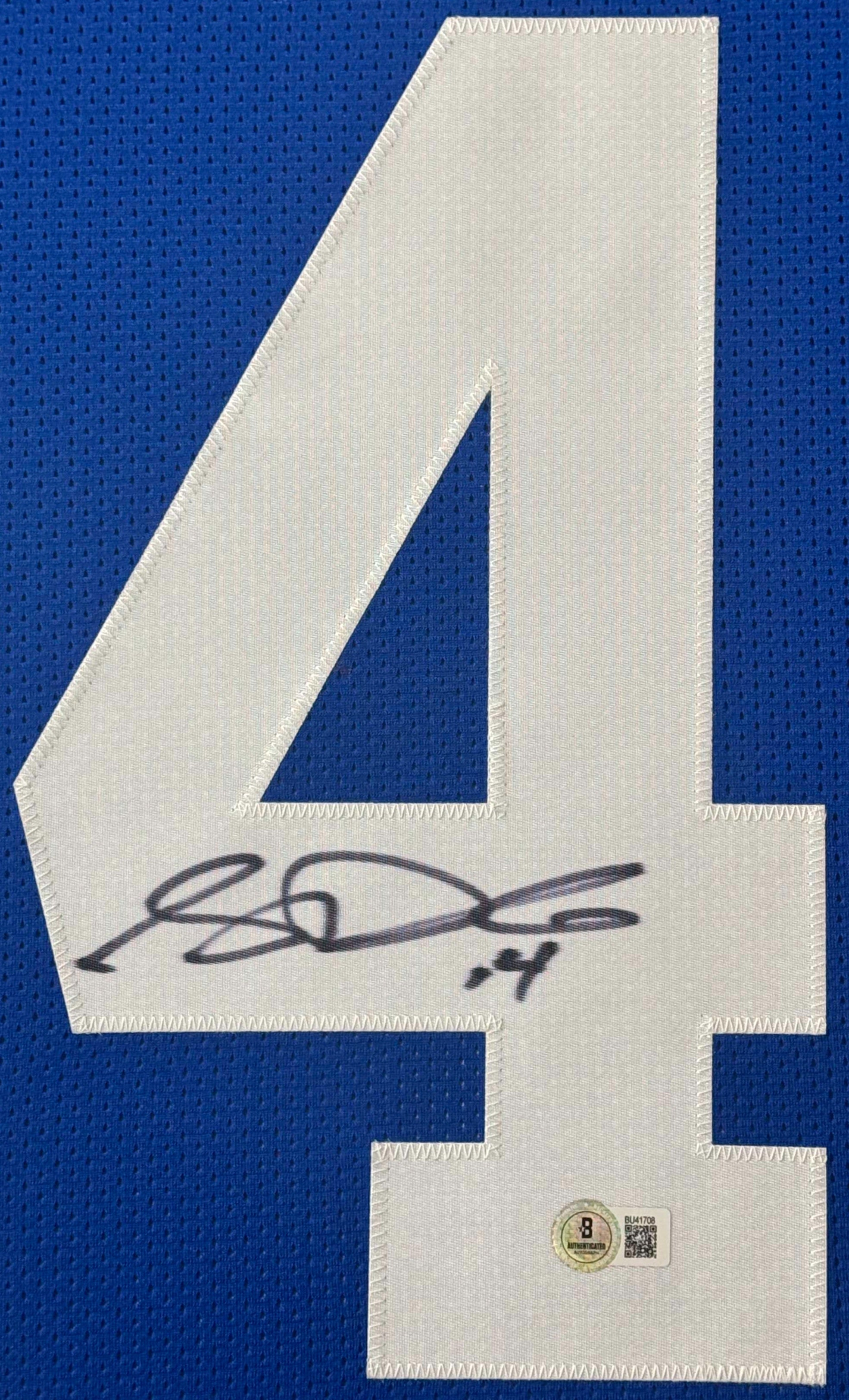 Sam Darnold Signed Seattle Seahawks Jersey Framed Beckett COA - Close up of Number