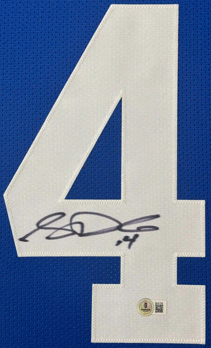 Sam Darnold Signed Seattle Seahawks Jersey Framed Beckett COA - Close up of Number