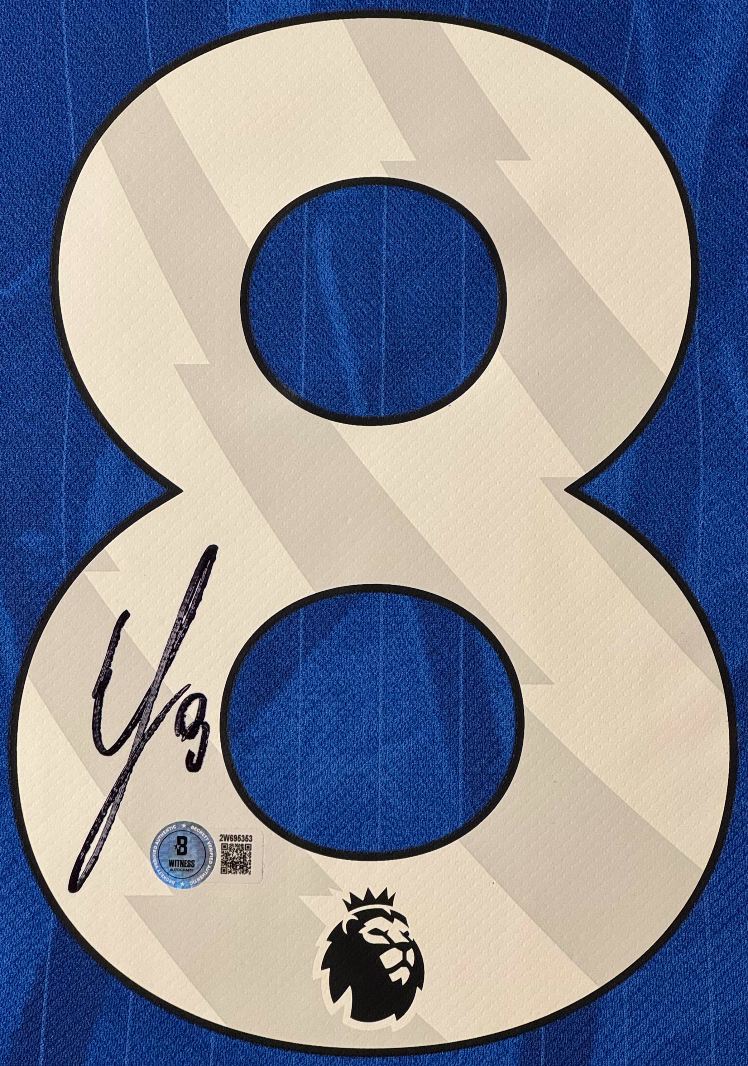 Enzo Fernandez Signed Chelsea Nike Jersey Framed Beckett COA - Close up of Number