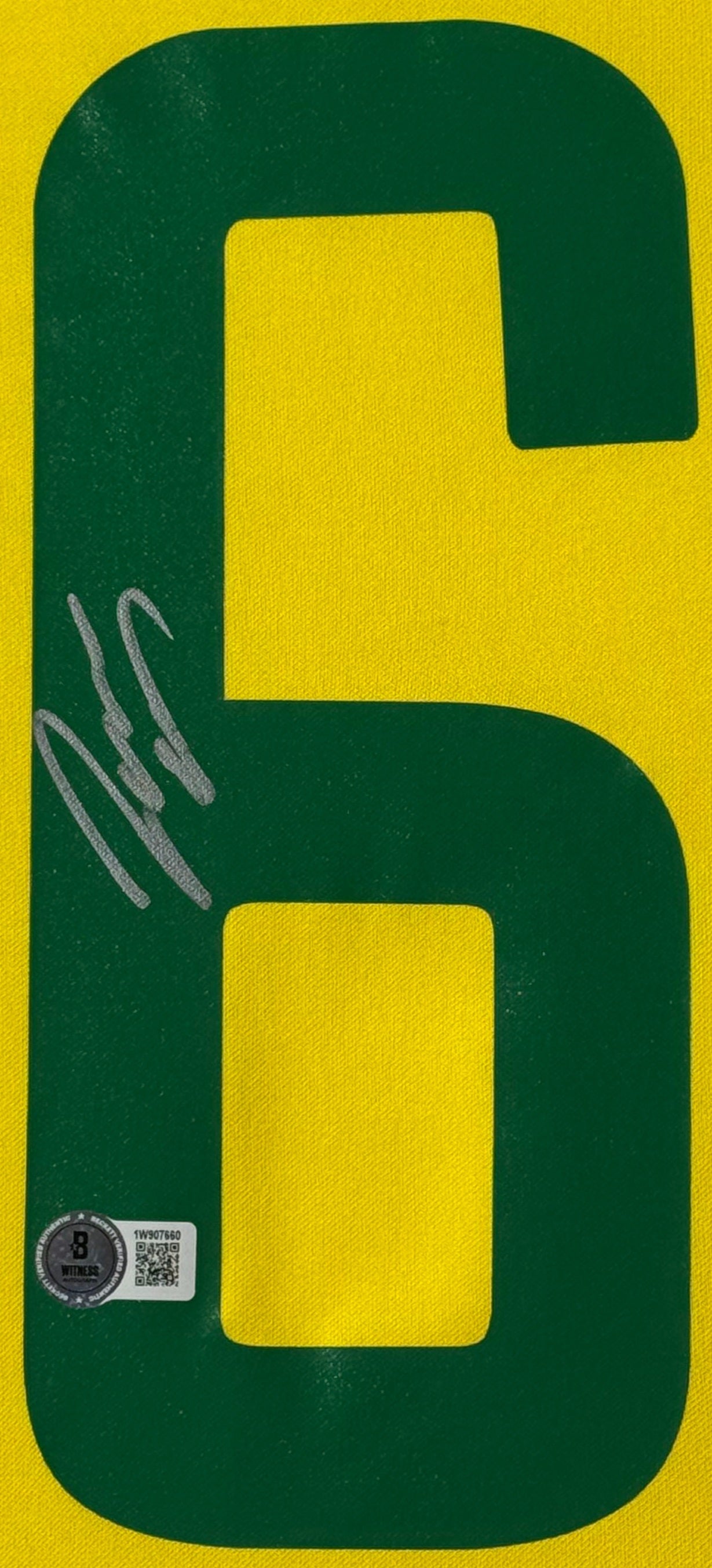 Roberto Carlos Signed Brazil Nike Jersey Framed Beckett COA - Close up of Number