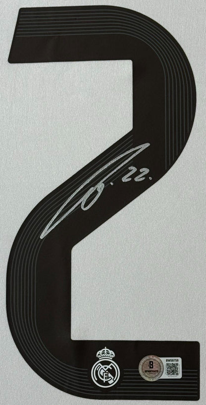 Antonio Rudiger Signed Real Madrid Adidas Jersey Framed Beckett COA - Close up of Number