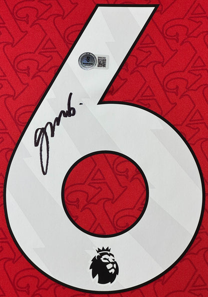 Gabriel Magalhães Signed Arsenal Adidas Jersey Framed Beckett COA - Close up of Number