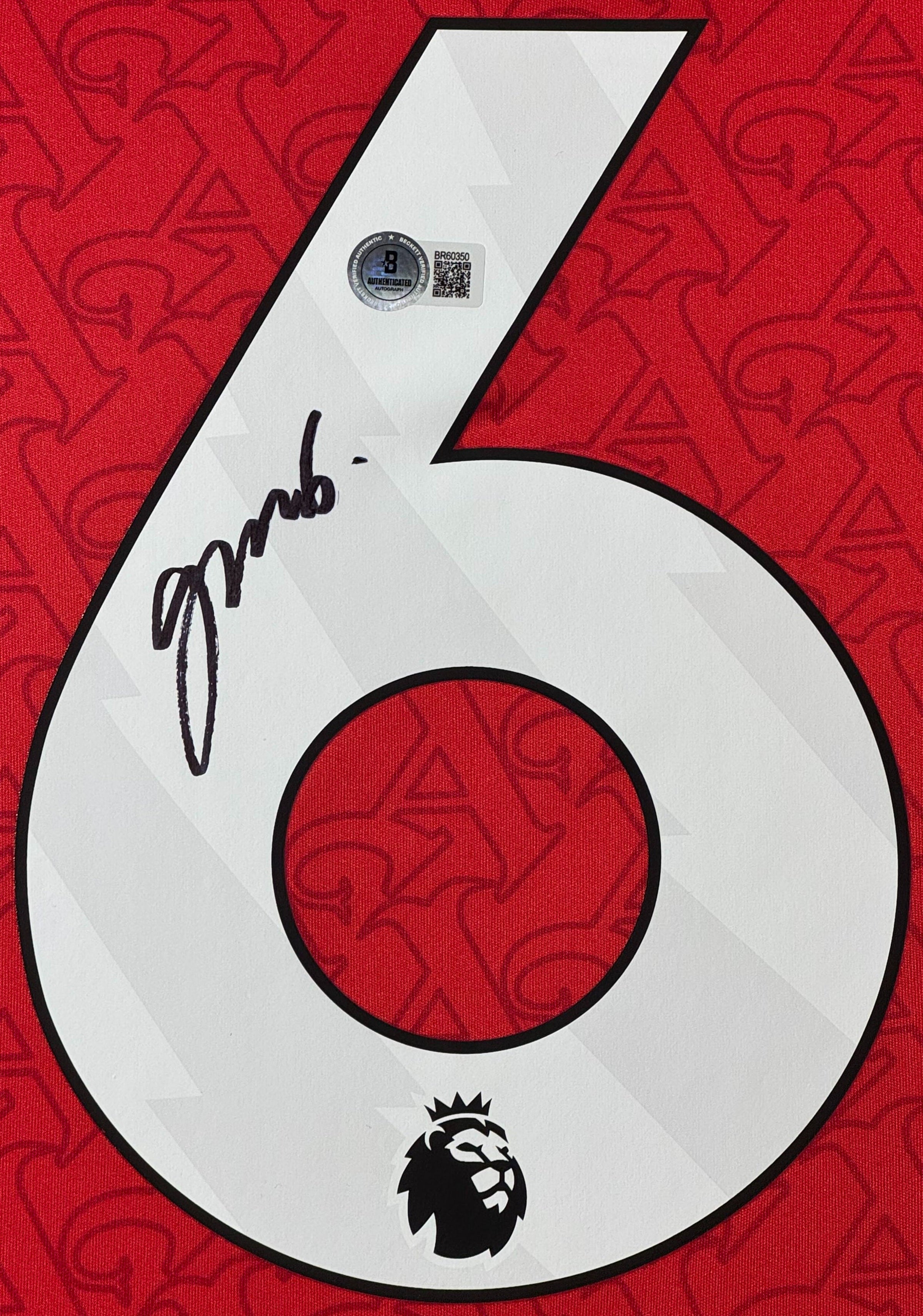 Gabriel Magalhães Signed Arsenal Adidas Jersey Framed Beckett COA - Close up of Number