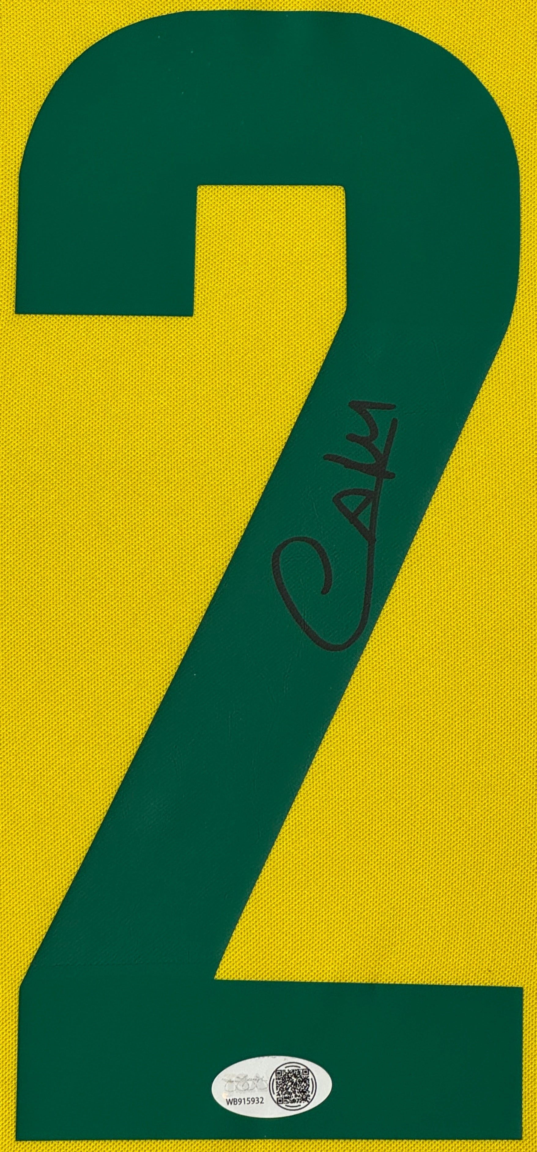 Cafu Signed Brazil Nike Jersey Framed JSA COA - Close up of Number