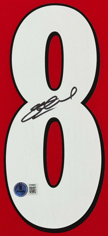 Steven Gerrard Signed Liverpool Reebok Jersey Framed Beckett COA - Close up of Number