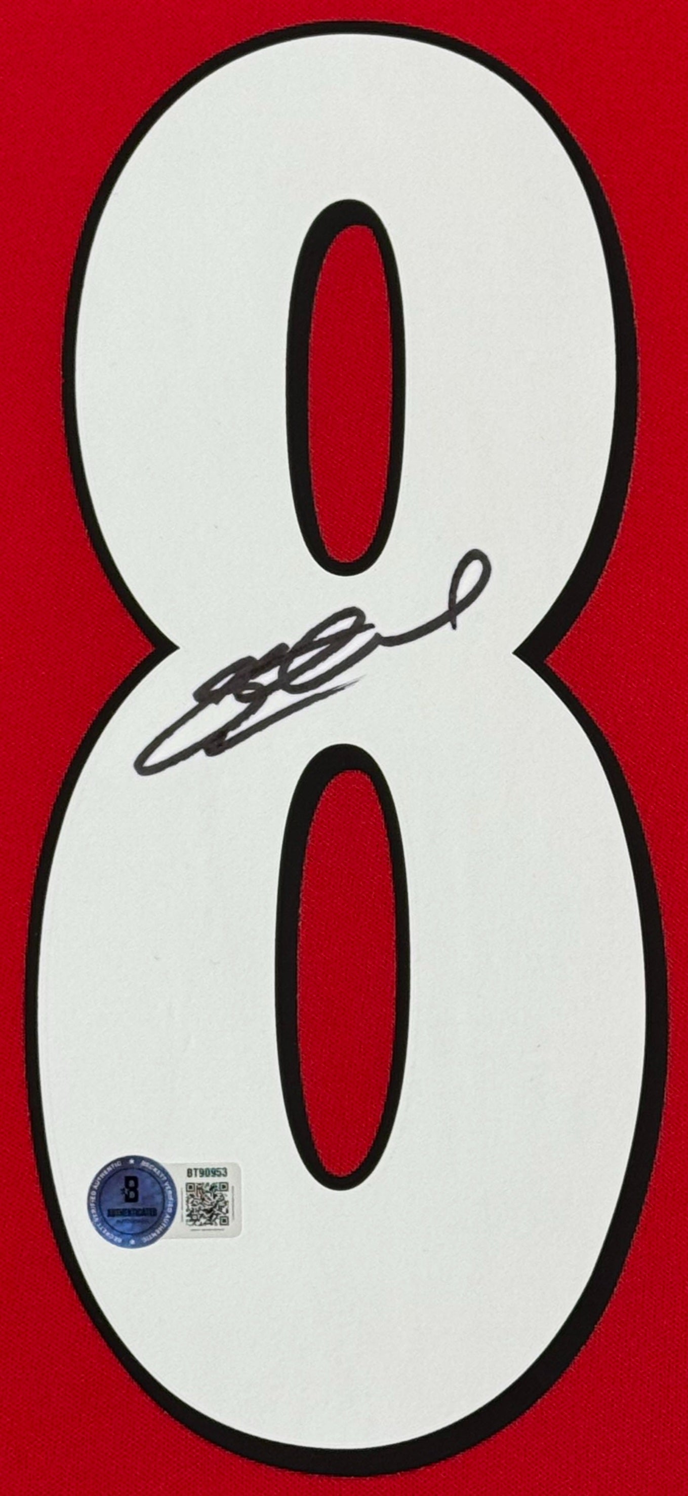 Steven Gerrard Signed Liverpool Reebok Jersey Framed Beckett COA - Close up of Number