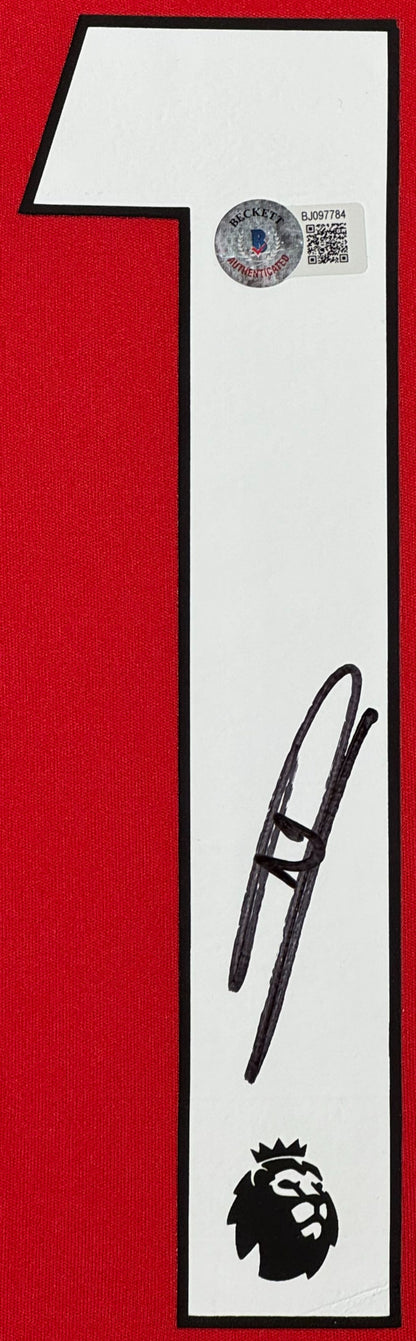 William Saliba Signed Arsenal Adidas Jersey Framed Beckett COA - Close up of Number