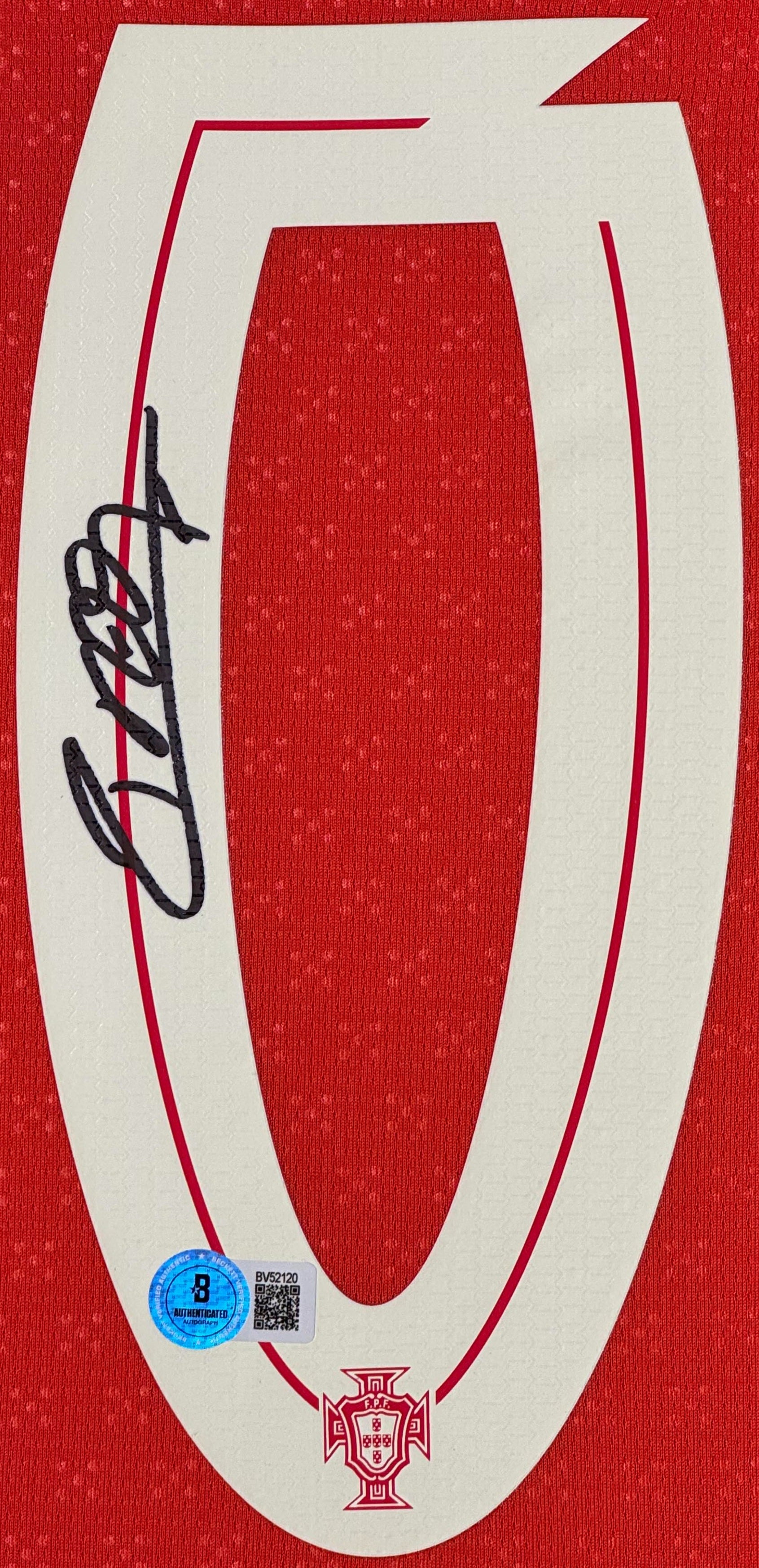 Pedro Neto Signed Portugal Puma Jersey Framed Beckett COA - Close up of Number