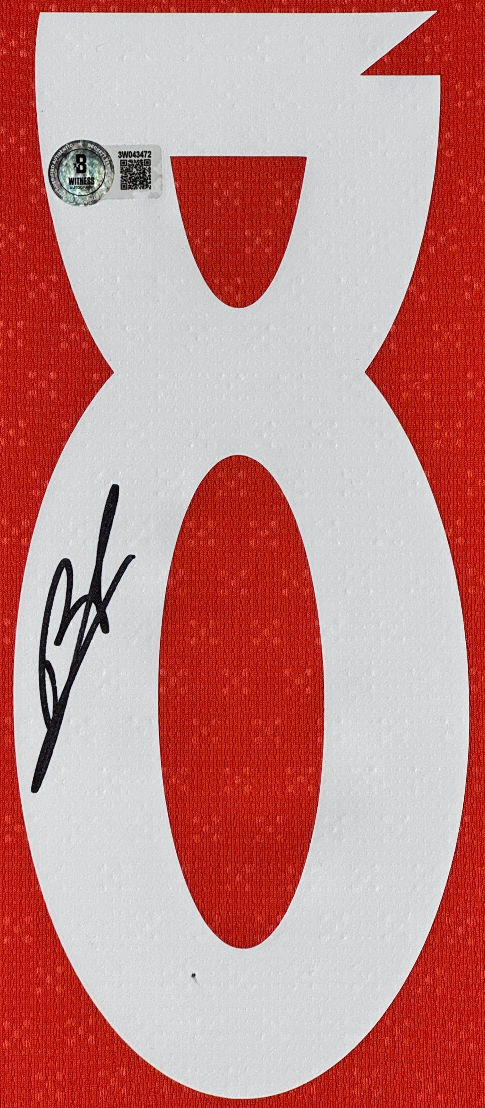 Bruno Fernandes Signed Portugal Puma Jersey Framed Beckett COA - Close up of Number