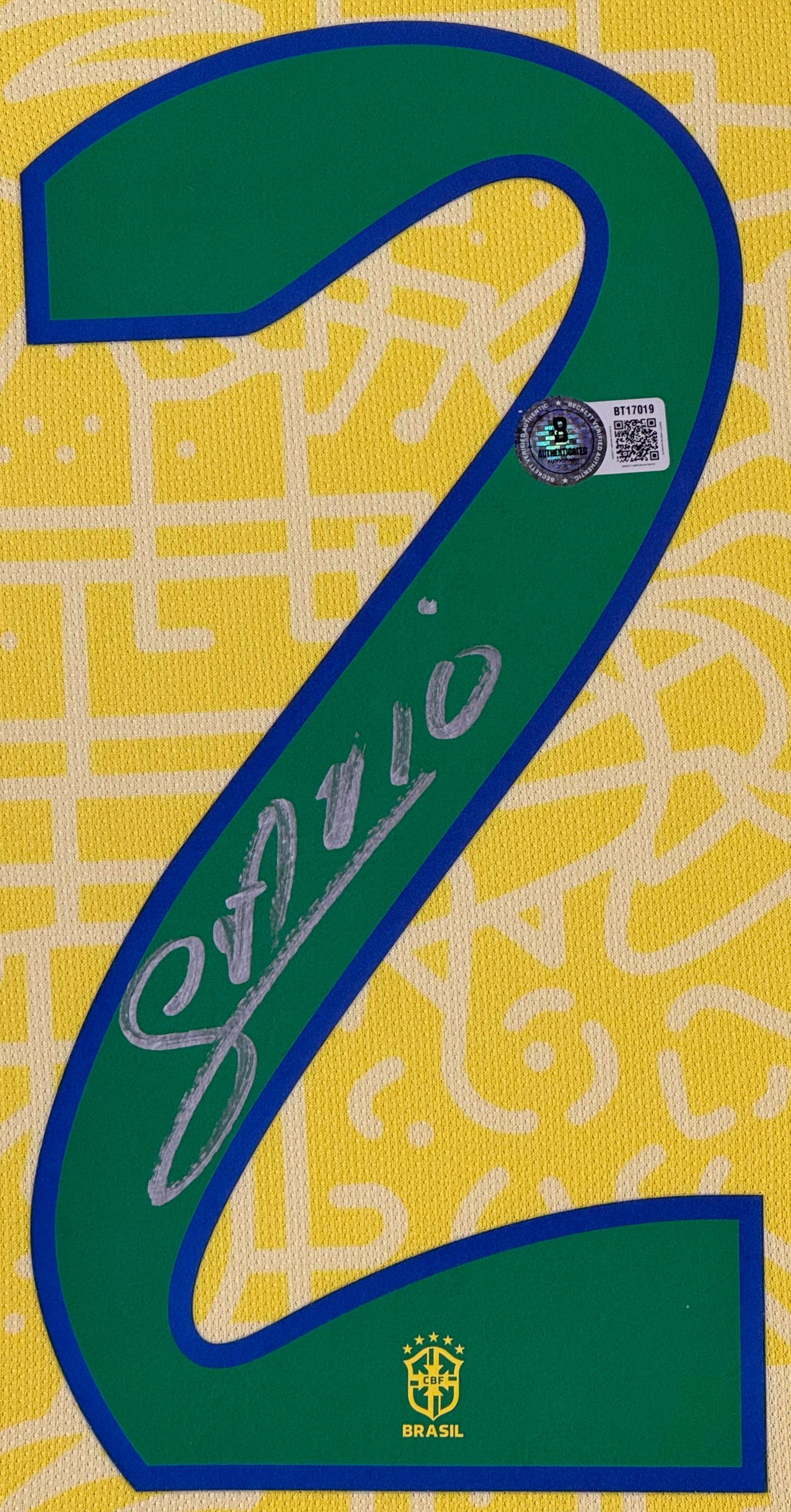 Savinho Signed Brazil Nike Jersey Framed Beckett COA - Close up of Number