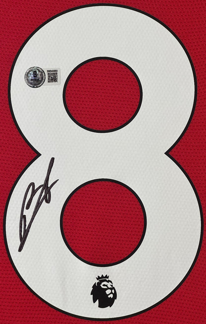 Bruno Fernandes Signed Manchester United Adidas Jersey Framed Beckett COA - Close up of Number