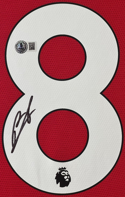 Bruno Fernandes Signed Manchester United Adidas Jersey Framed Beckett COA - Close up of Number