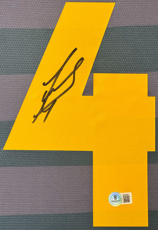 Javier Zanetti Signed Inter Milan Umbro Jersey Framed Beckett COA - Close up of Number