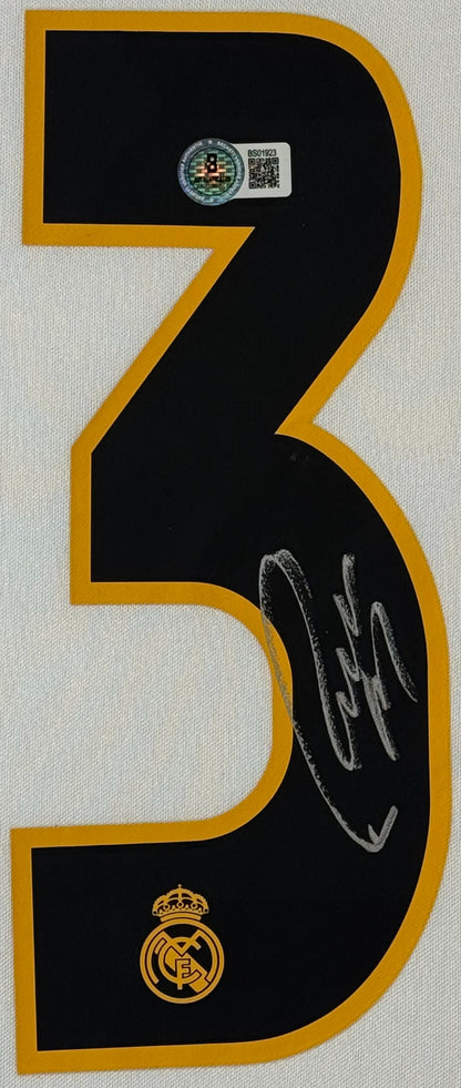 Roberto Carlos Signed Real Madrid Adidas Jersey Framed Beckett COA - Close up of Number