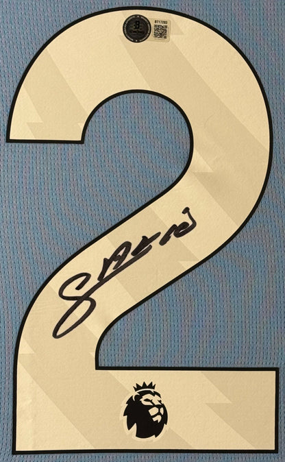 Savinho Signed Manchester City Puma Jersey Framed Beckett COA - Close up of Number