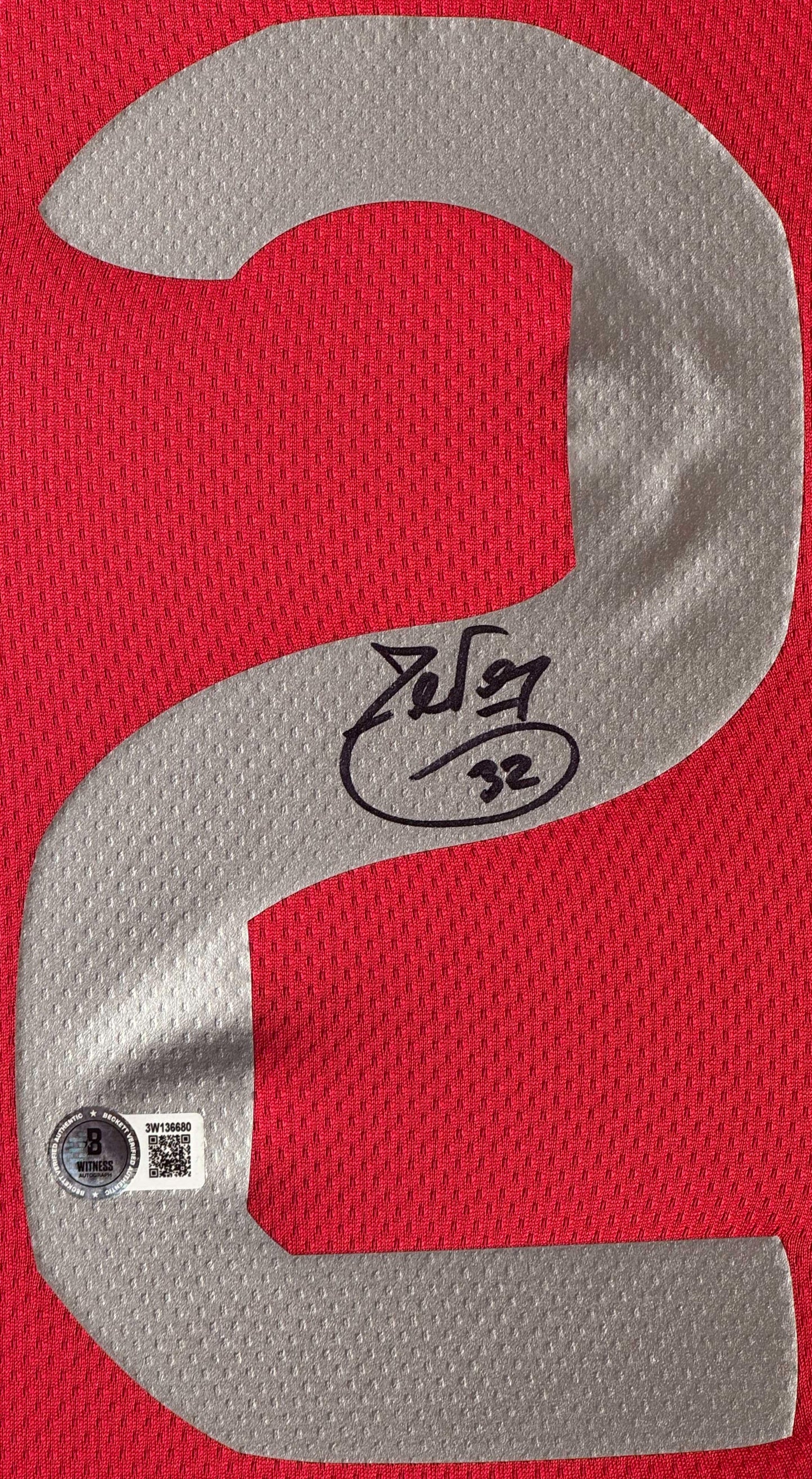 Carlos Tevez Signed Manchester United Nike Jersey Framed Beckett COA - Close up of Number