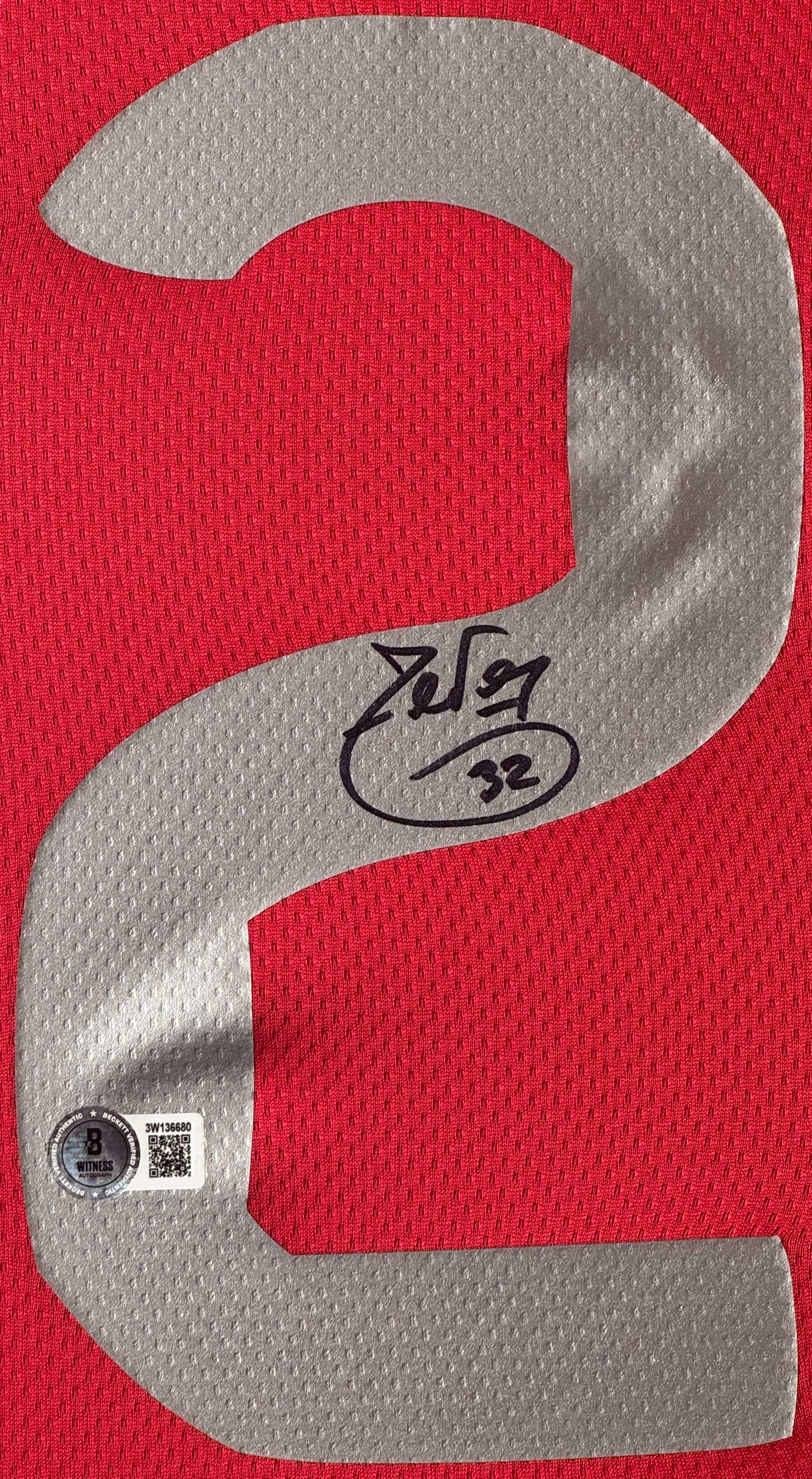 Carlos Tevez Signed Manchester United Nike Jersey Framed Beckett COA - Close up of Number