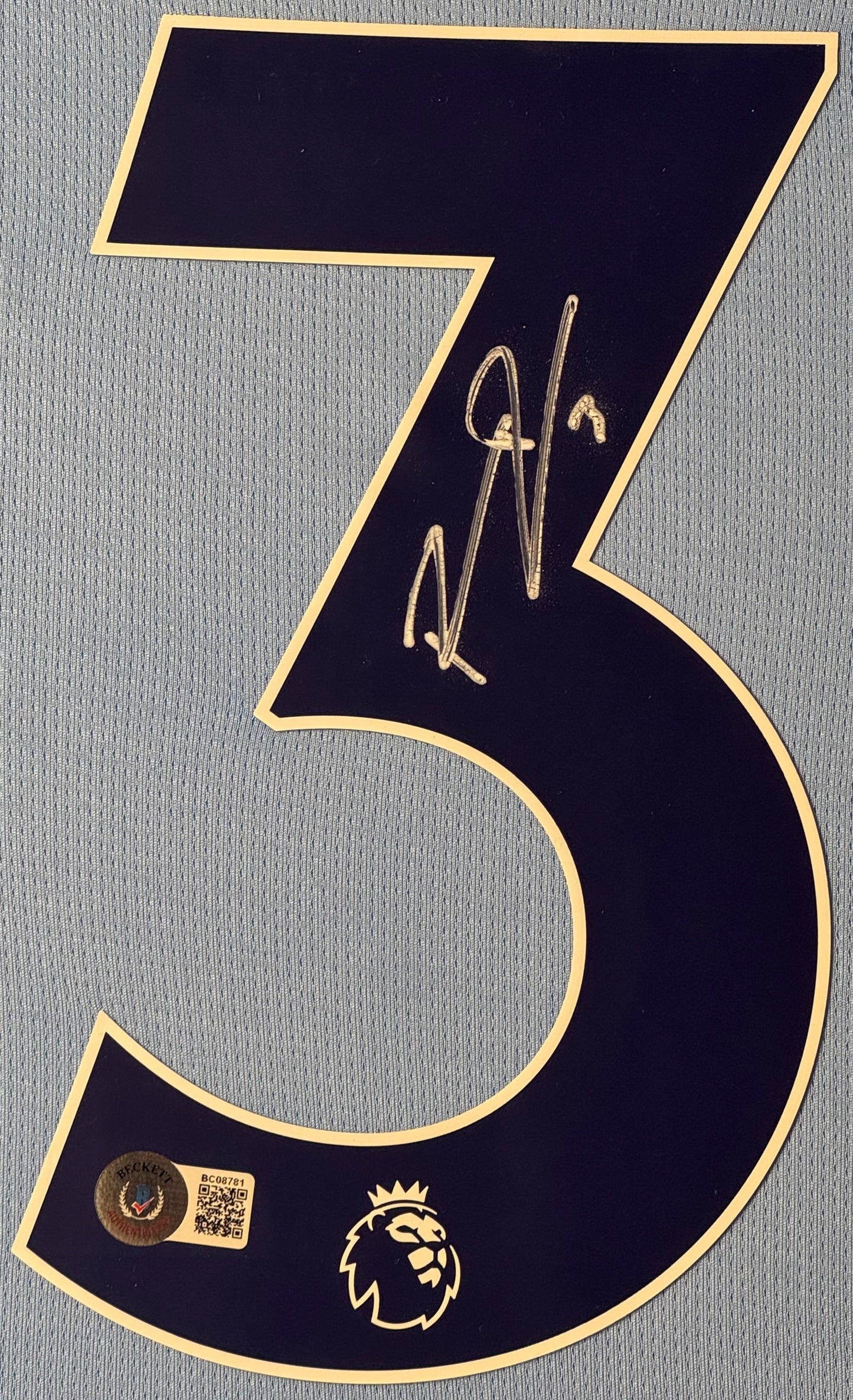 Ruben Dias Signed Manchester City Puma Jersey Framed Beckett COA - Close up of Number