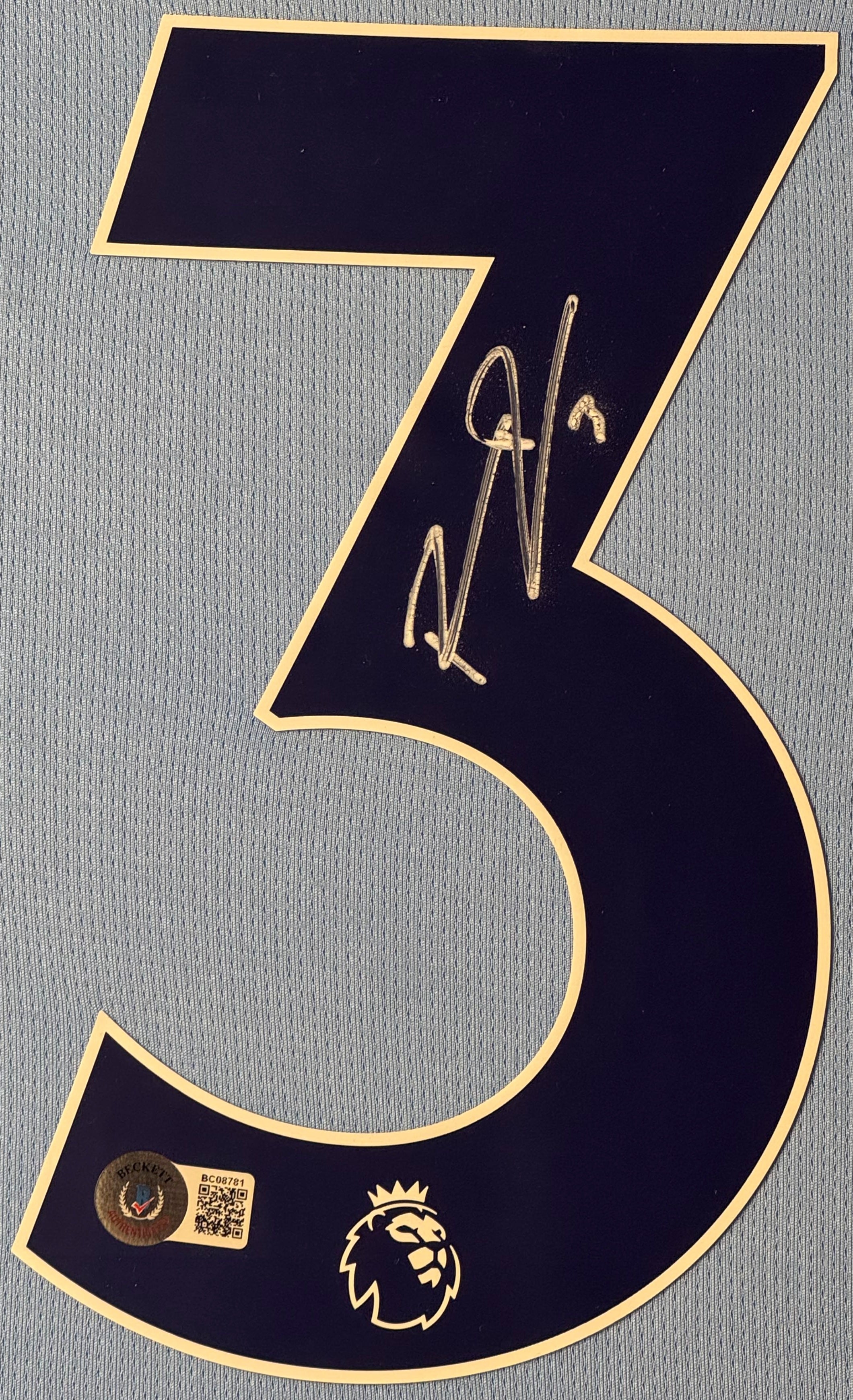 Ruben Dias Signed Manchester City Puma Jersey Framed Beckett COA - Close up of Number