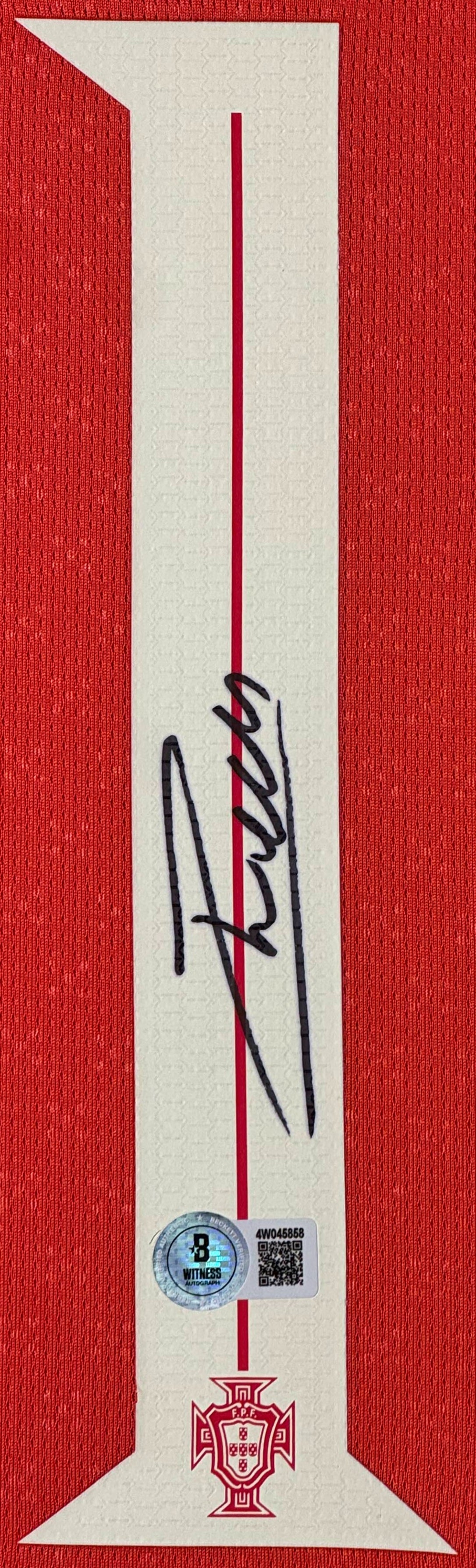 Joao Neves Signed Portugal Puma Jersey Framed Beckett COA - Close up of Number