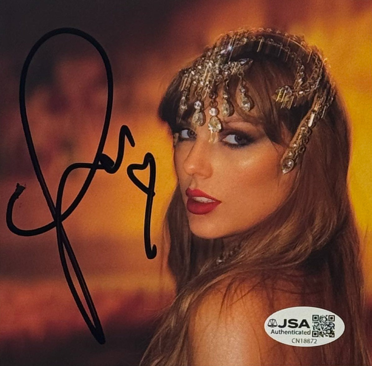 Taylor Swift Signed The Life Of A Showgirl #1 CD Insert Framed JSA COA - Close up of Number