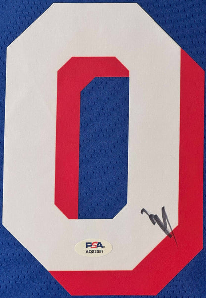 Tyrese Maxey Signed Philadelphia 76ers Nike Jersey Framed PSA COA - Close up of Number