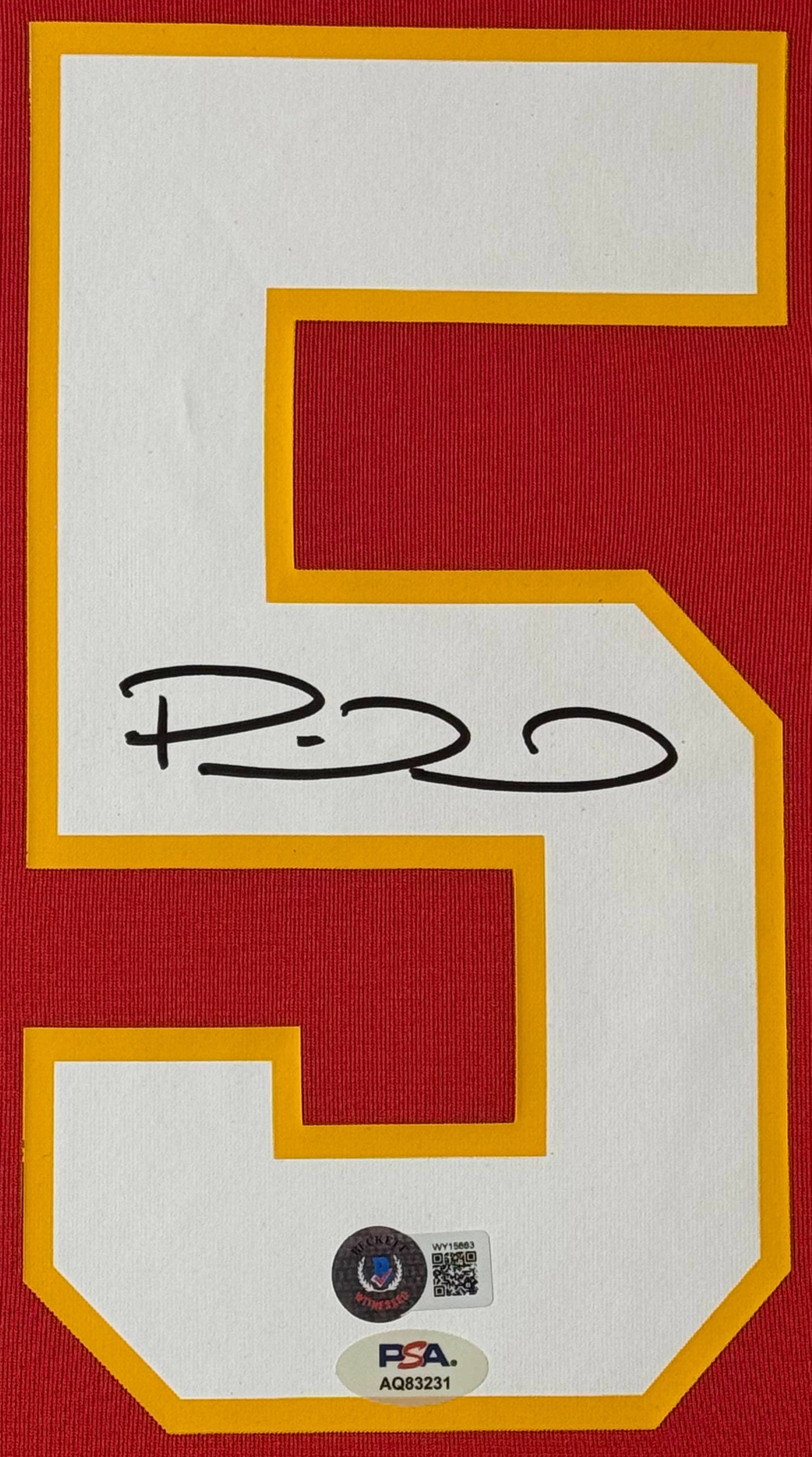 Patrick Mahomes Signed Kansas City Chiefs Nike Jersey Framed Beckett & PSA COA - Close up of Number
