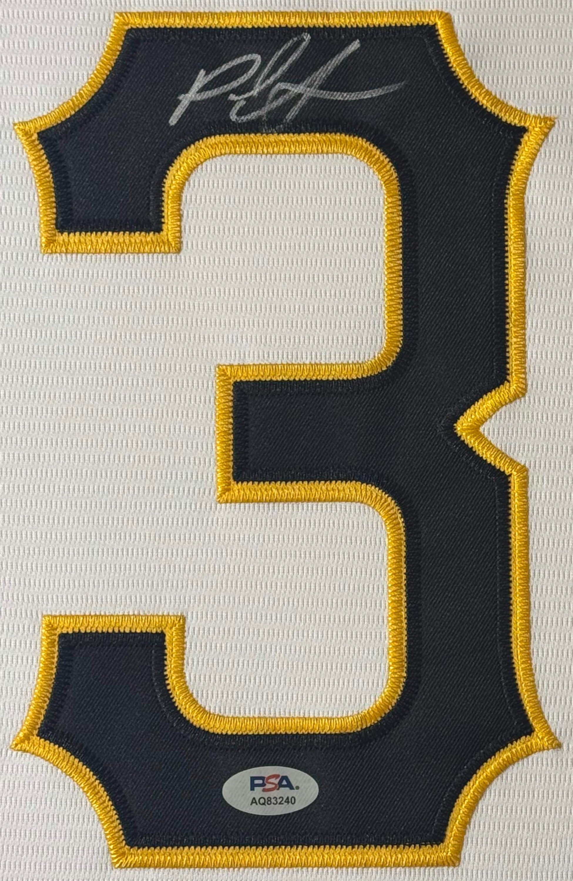 Paul Skenes Signed Pittsburgh Pirates Nike Jersey Framed PSA COA - Close up of Number