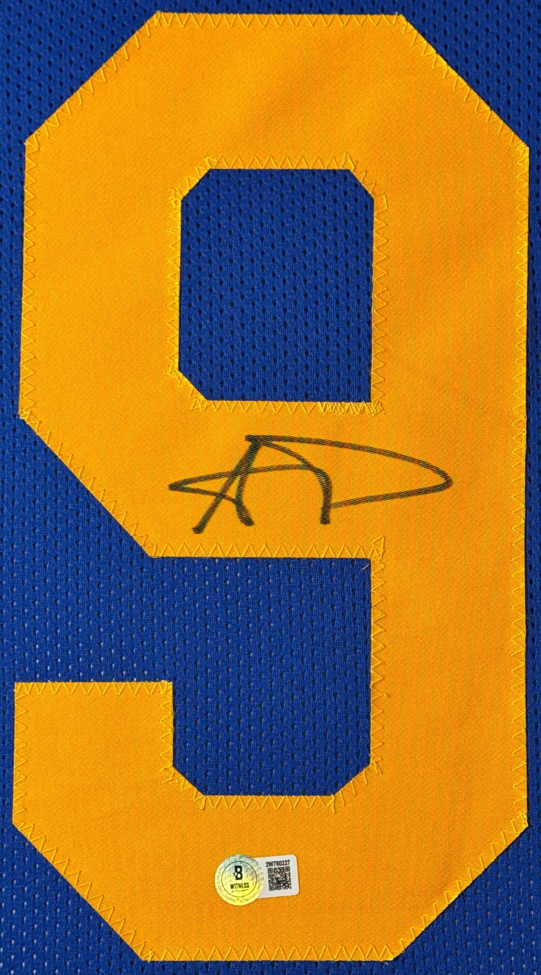 Aaron Donald Signed Los Angeles Rams Jersey Framed Beckett COA - Close up of Number