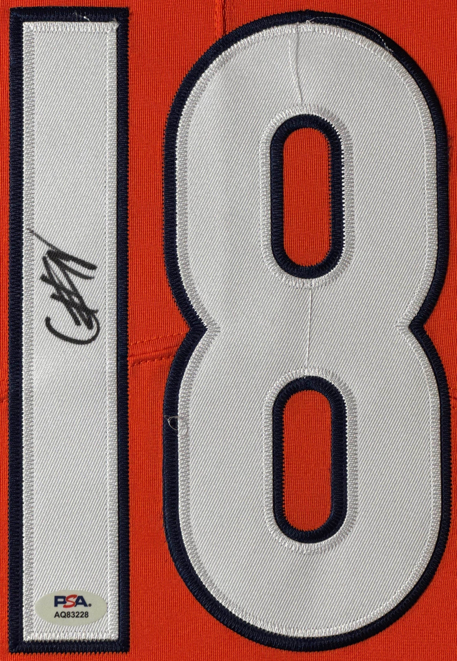 Caleb Williams Signed Chicago Bears Nike Jersey Framed PSA COA - Close up of Number
