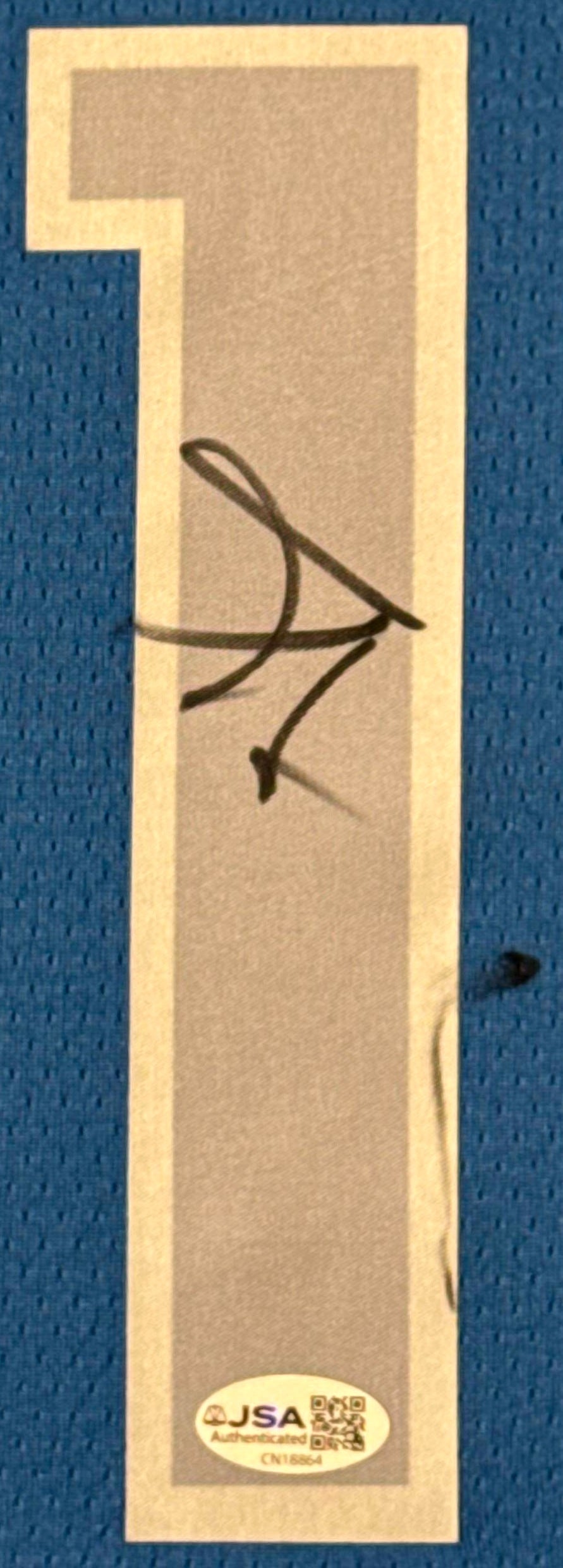 Kyrie Irving Signed Dallas Mavericks Nike Jersey Framed JSA COA - Close up of Number