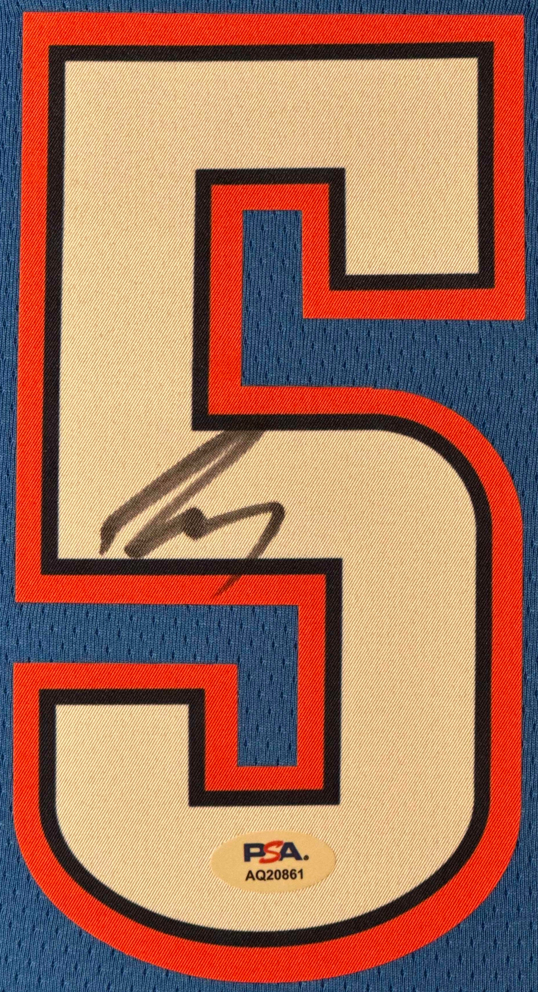 Luguentz Dort Signed Oklahoma City Thunder Nike Jersey Framed PSA COA - Close up of Number
