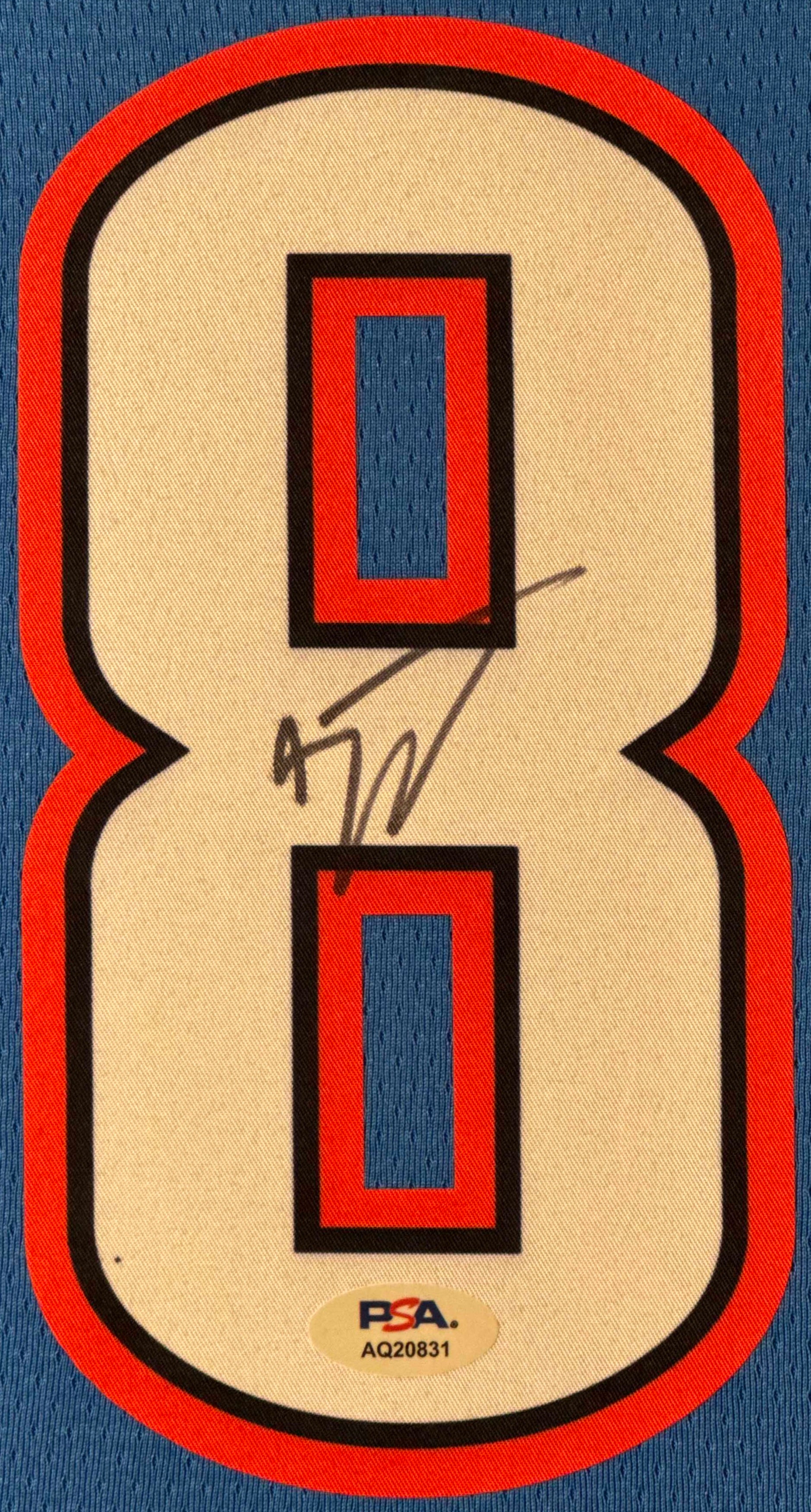 Jalen Williams Signed Oklahoma City Thunder Nike Jersey Framed PSA COA - Close up of Number