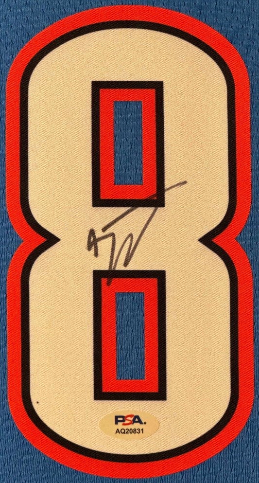 Jalen Williams Signed Oklahoma City Thunder Nike Jersey Framed PSA COA - Close up of Number
