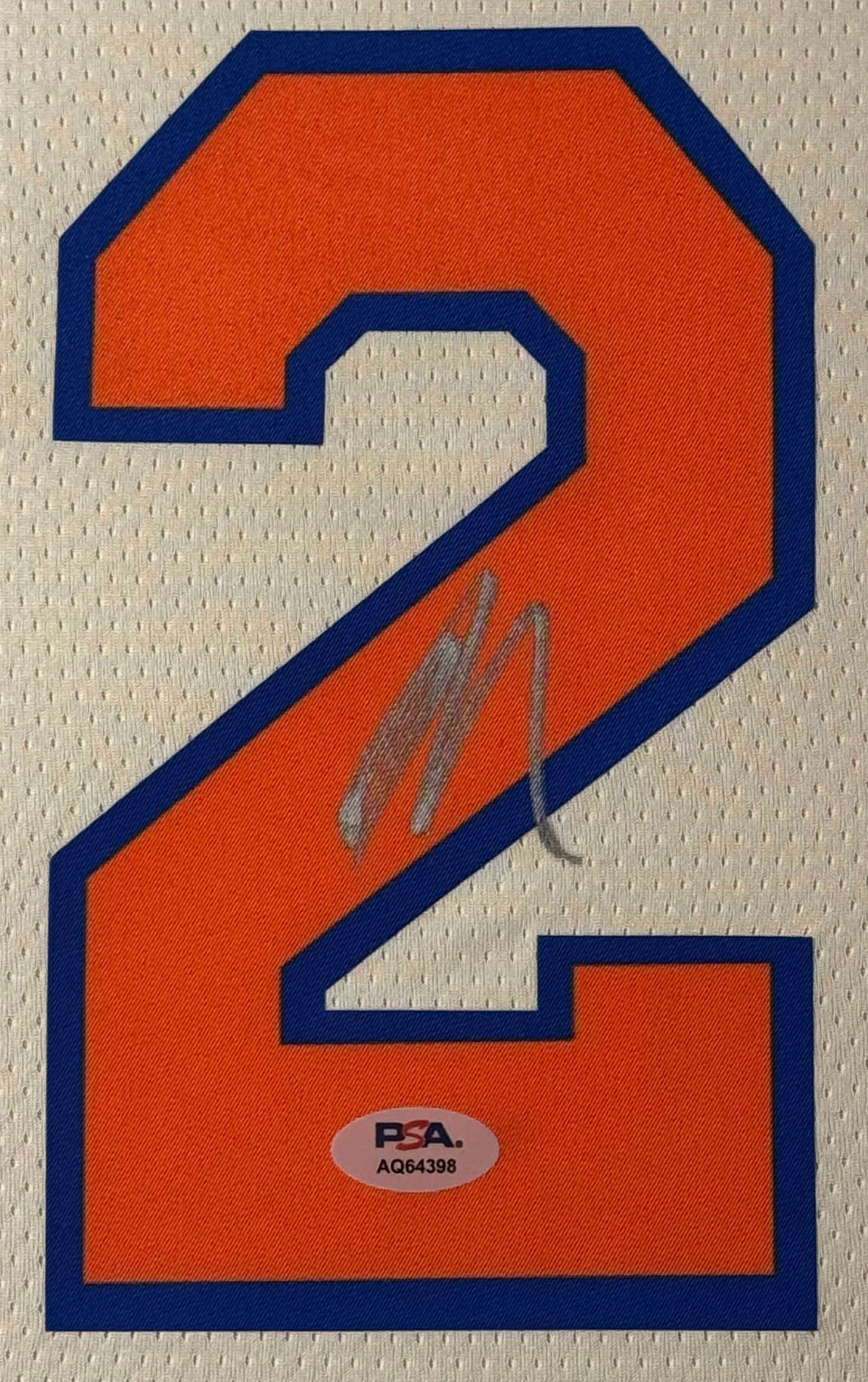 Karl-Anthony Towns Signed New York Knicks Nike Jersey Framed PSA COA - Close up of Number