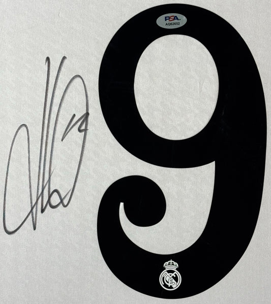 Kylian Mbappe Signed Real Madrid Adidas Jersey Framed PSA COA - Close up of Number