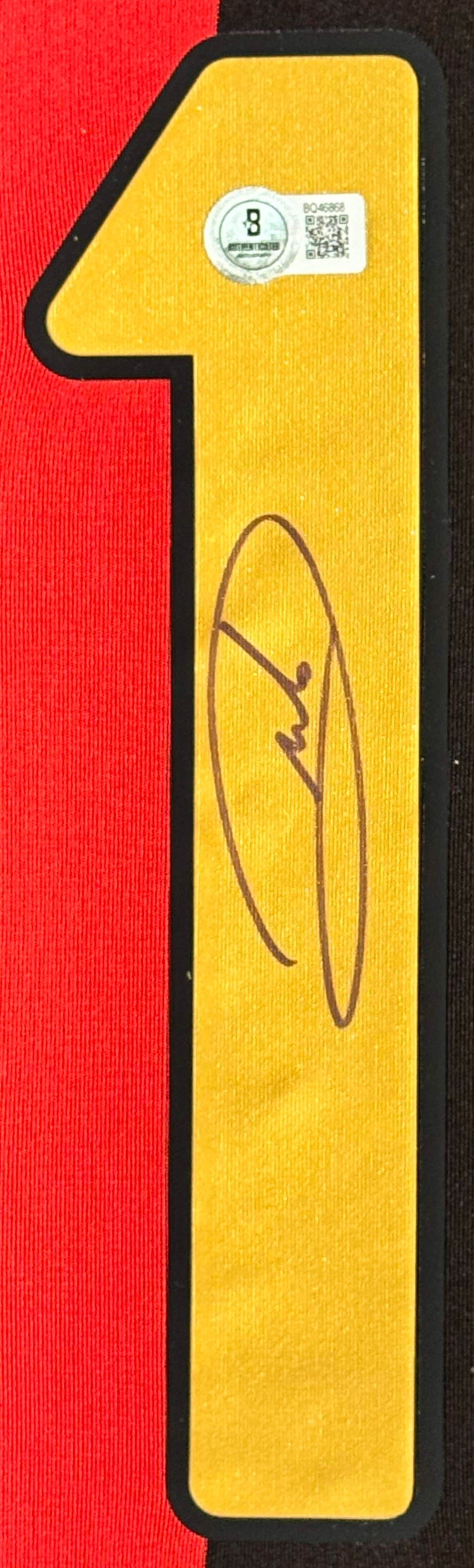 Andrea Pirlo Signed AC Milan Adidas Jersey Framed Beckett COA - Close up of Number