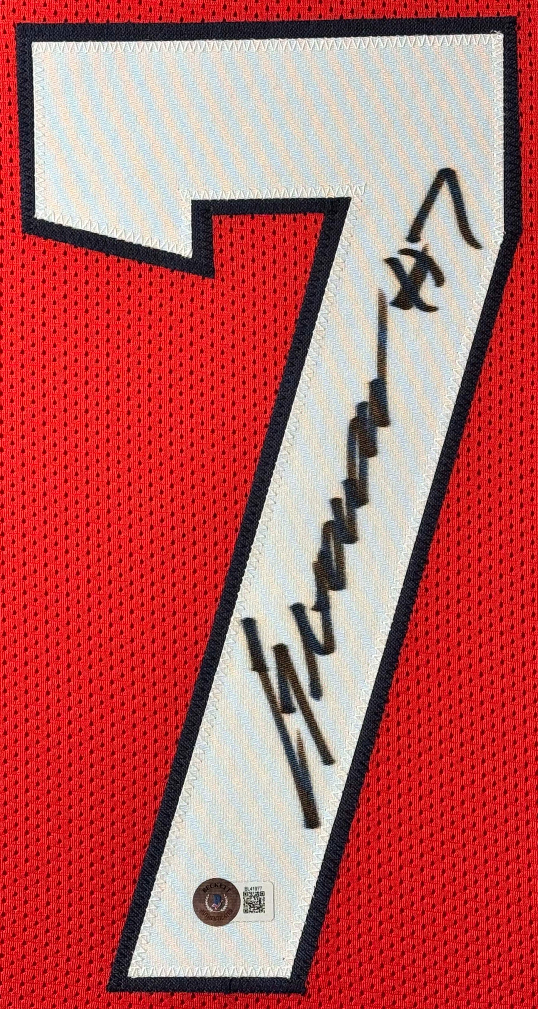 C.J. Stroud Signed Houston Texans Jersey Framed Beckett COA - Close up of Number